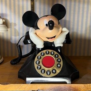 Vintage Telemania Mickey Mouse Desk Push Button Wired Telephone *TESTED/WORKS*